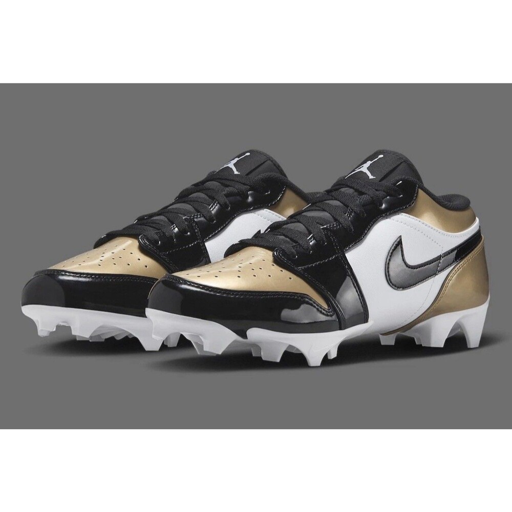 Nike Jordan 1 Low TD Football cleat FJ6245-701 Metallic Gold Black White size 12